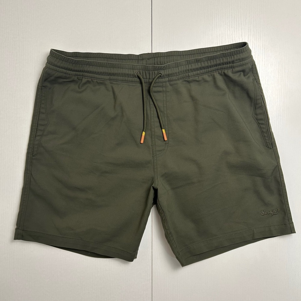 Seager Co Mens Olive Green Board Shorts Elastic Waist Drawstring Size XL